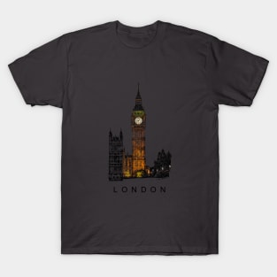 Big Ben, Tower of London at night, England. T-Shirt